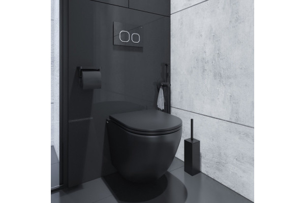 Унитаз подвесной Iddis Blanco BLAR3BMi25 безободковый, с микролифтом, черный, 36.5x49.5 см