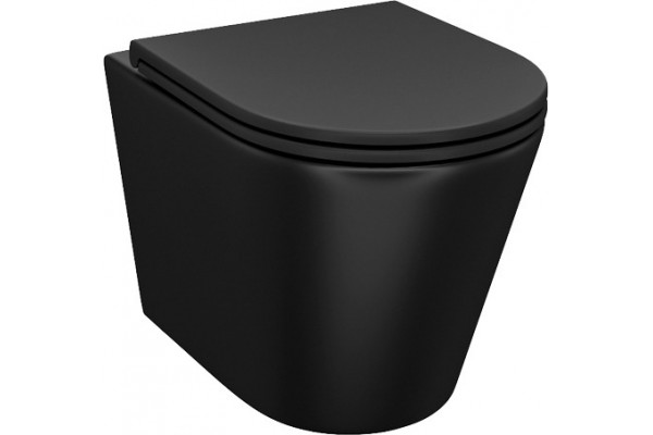 Унитаз подвесной Iddis Calipso CALR3BMi25 безободковый, с микролифтом, черный, 36.5x51.5 см