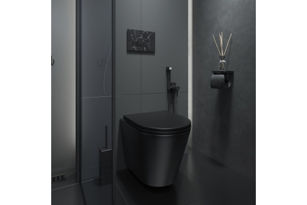 Унитаз подвесной Iddis Calipso CALR3BMi25 безободковый, с микролифтом, черный, 36.5x51.5 см