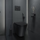 Унитаз подвесной Iddis Calipso CALR3BMi25 безободковый, с микролифтом, черный, 36.5x51.5 см