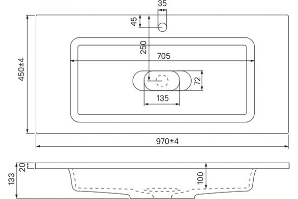 Тумба с раковиной Iddis Esper 100 подвесная, белая, с ящиками, глянцевая
