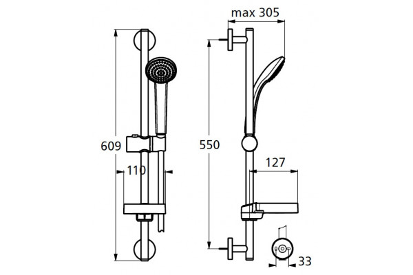 Душевой гарнитур Ideal Standard IdealRain  хром, штанга 60.9 см