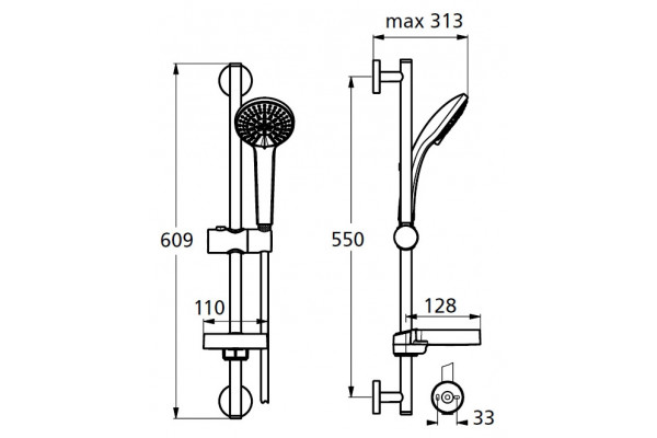 Душевой гарнитур Ideal Standard IdealRain  хром, штанга 60.9 см