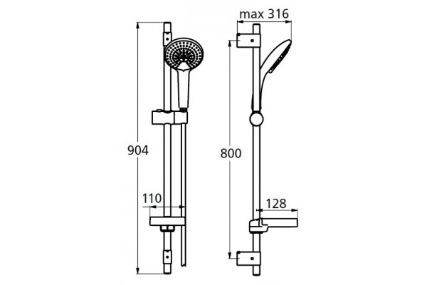 Душевой гарнитур Ideal Standard IdealRain  хром, штанга 90.4 см