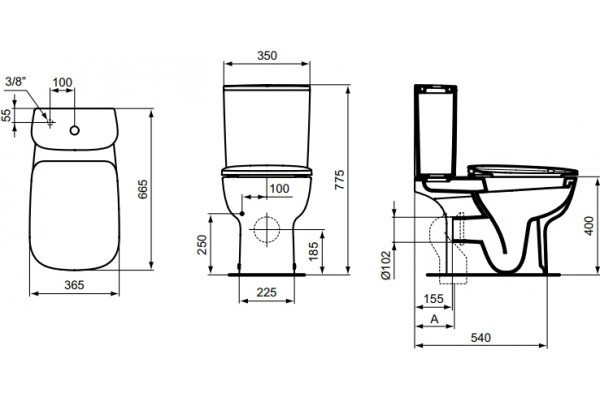 Унитаз напольный Ideal Standard Esedra T283401 белый, прямоугольный, 36.5x66.5 см