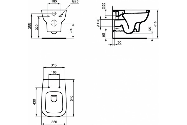 Унитаз подвесной Ideal Standard Esedra T281401 белый, прямоугольный, 36x54 см