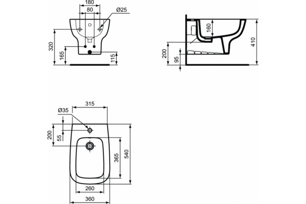 Биде подвесное Ideal Standard Esedra T281501 цвет белый, прямоугольное, 36x54 см