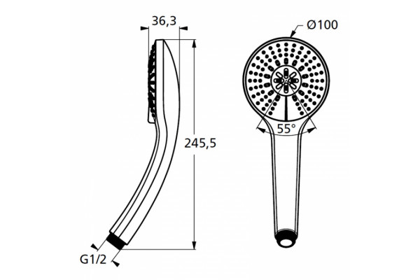 Душевая лейка Ideal Standard IdealRain  хром, 3 режима