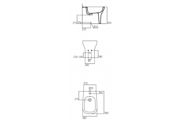Биде напольное Ideal Standard Active  цвет белый, овальное, 36x56 см