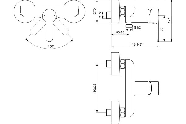 Смеситель Ideal Standard SESIA BC207AA для душа однорычажный, хром