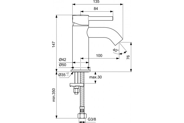 Смеситель Ideal Standard Ceraline BC268AA для раковины однорычажный, хром