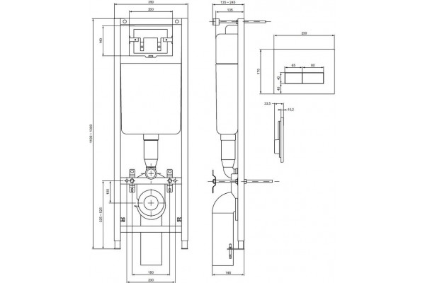 Комплект Система инсталляции для унитазов Ideal Standard W3710AA 4 в 1 + Крышка-сиденье Ideal Standard Tesi T352701 с микролифтом, петли хром + Унитаз подвесной Ideal Standard Tesi T007901, цвет белый, бачок 3/6 л