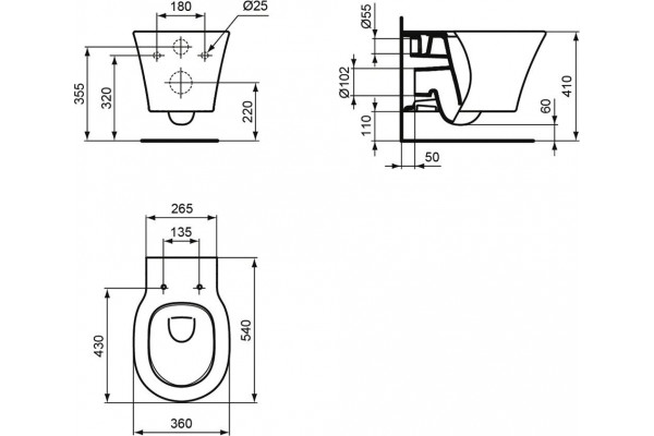 Комплект Ideal Standard Connect Air AquaBlade E212101 цвет белый, бачок 3/6 л