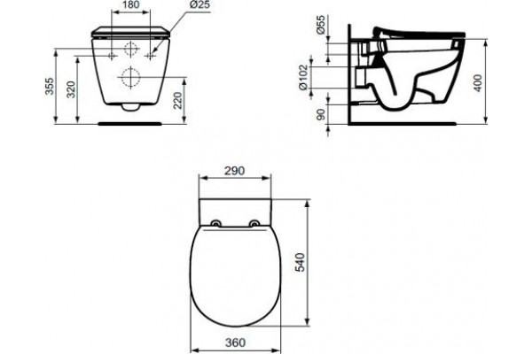 Комплект Ideal Standard Connect AquaBlade E211601 цвет белый, бачок 3/6 л