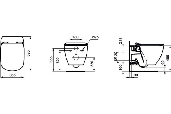 Комплект Ideal Standard Tesi AquaBlade T386801 цвет белый, бачок 3/6 л