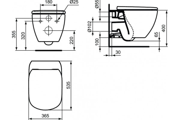 Комплект Ideal Standard Tesi T355101PT15 цвет белый, бачок 3/6 л