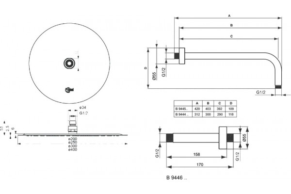 Душевой комплект Ideal Standard Ceraflex BC447AA С ВНУТРЕННЕЙ ЧАСТЬЮ хром, шланг 175 см