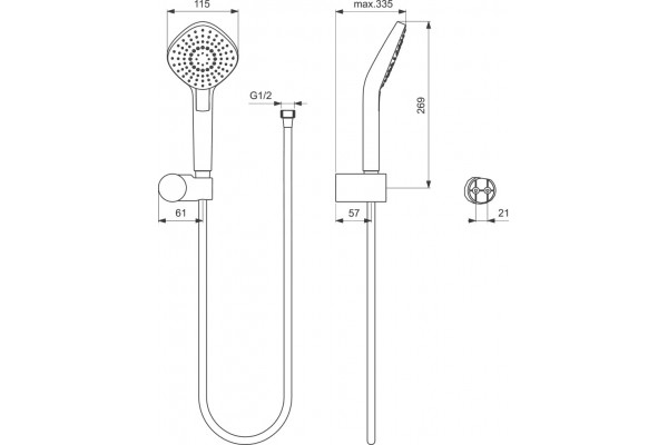 Душевой комплект Ideal Standard Esla BD002XC С ВНУТРЕННЕЙ ЧАСТЬЮ хром, шланг 175 см