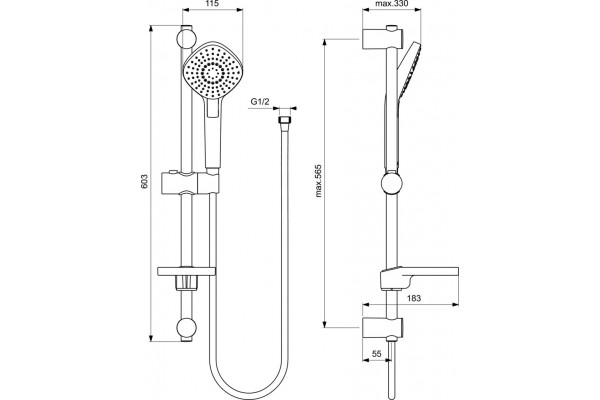 Душевой комплект Ideal Standard Esla BC264AA хром, шланг 175 см