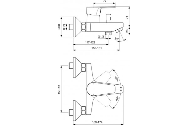 Душевой комплект Ideal Standard Esla BC264AA хром, шланг 175 см