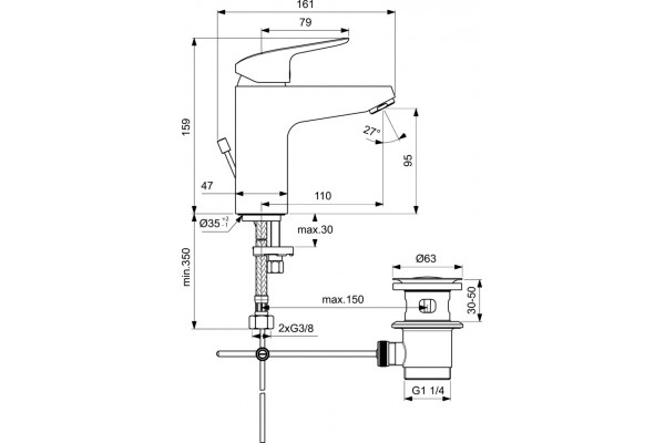 Душевой комплект Ideal Standard Ceraflex BD001AA хром, шланг 175 см