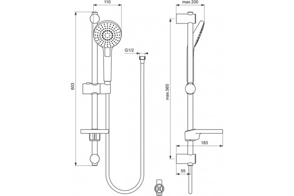 Душевой комплект Ideal Standard Ceraflex BD001AA хром, шланг 175 см