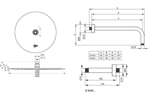 Душевой комплект Ideal Standard Ceraterm BD006XC С ВНУТРЕННЕЙ ЧАСТЬЮ хром, шланг 175 см