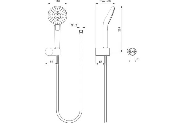 Душевой комплект Ideal Standard Ceraterm BD006XC С ВНУТРЕННЕЙ ЧАСТЬЮ хром, шланг 175 см