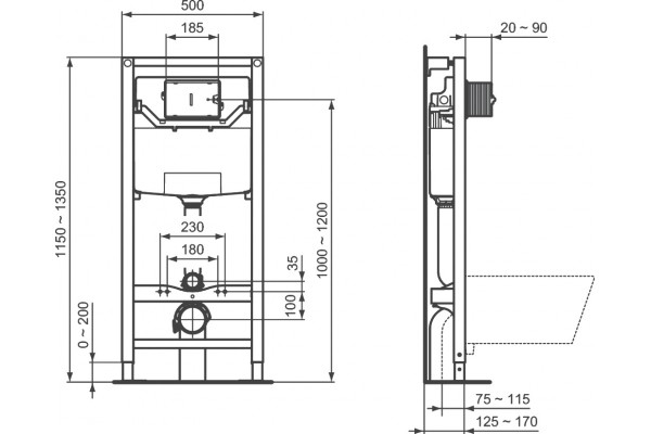 Система инсталляции для унитазов Ideal Standard ProSys 120P R027767 50x17x135 см,  в современном стиле