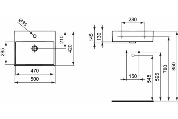 Раковина подвесная Ideal Standard Strada цвет белый, прямоугольная