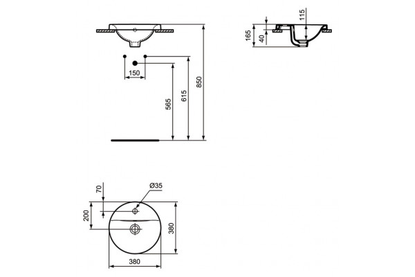 Рукомойник Ideal Standard Connect (38 см) цвет белый, на столешницу