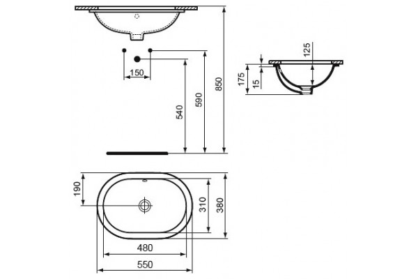 Раковина Ideal Standard Connect (55 см) цвет белый, овальная, с переливом