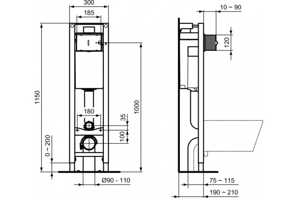 Система инсталляции для унитазов Ideal Standard Prosys Eco Frame M E233267 цвет серый, 30x21x115 см