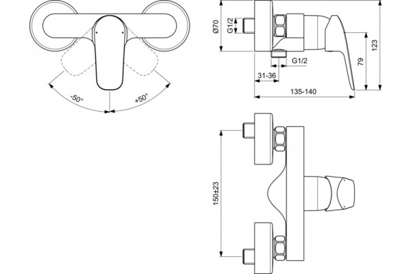 Смеситель Ideal Standard Ceraflex B1720AA для душа однорычажный, хром