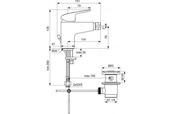 Смеситель Ideal Standard Ceraflex B1718AA для биде однорычажный, хром