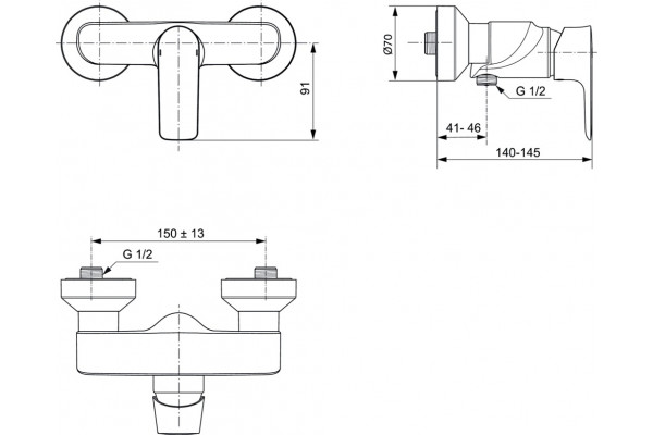 Смеситель Ideal Standard Connect Air A7032AA для душа однорычажный, хром