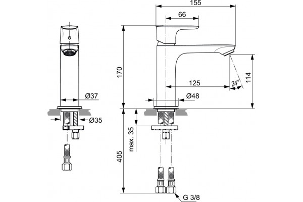 Смеситель Ideal Standard Connect Air A7015AA для раковины однорычажный, хром