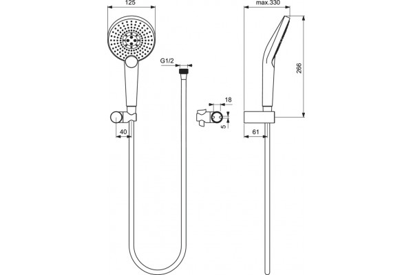 Душевой гарнитур Ideal Standard IdealRain cube B1765AA хром, штанга 26.6 см