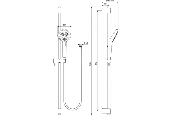 Душевой гарнитур Ideal Standard IdealRain B2238AA хром, штанга 90.3 см