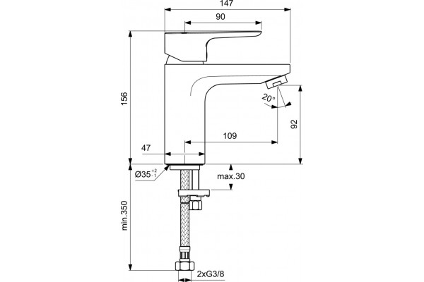 Смеситель Ideal Standard Ceraplin III Slim BC567AA для раковины однорычажный, хром