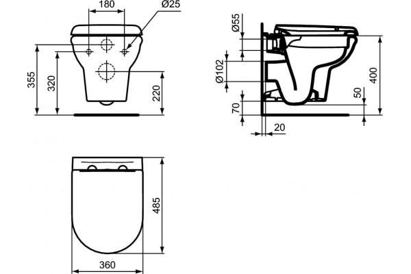 Унитаз подвесной Ideal Standard Exacto R002601 белый, 36x48.5 см