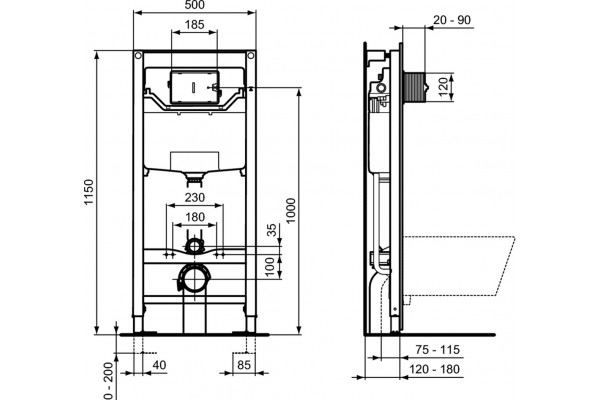Комплект Ideal Standard Tesi AquaBlade T3868V3 цвет черный