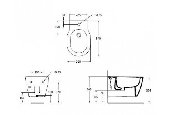Биде подвесное Ideal Standard Connect  цвет белый, овальное, 36x54 см