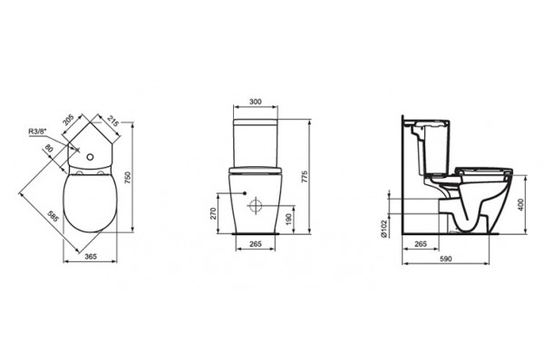 Унитаз-компакт Ideal Standard Connect Space белый, овальный, 36x60 см
