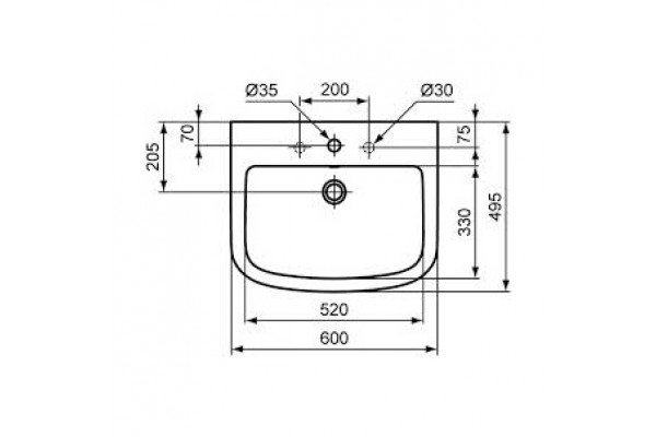 Раковина подвесная Ideal Standard Tempo 60 см прямоугольная, цвет белый