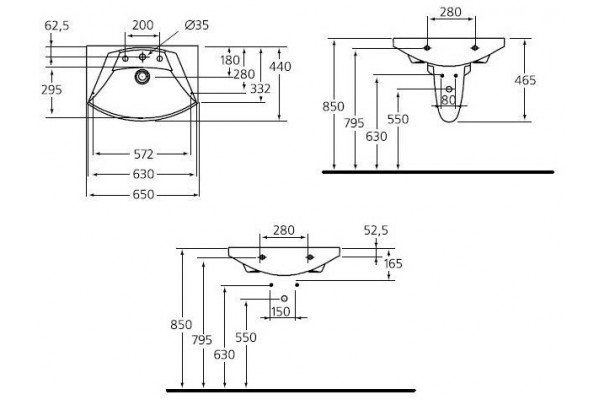 Раковина подвесная Ideal Standard Motion 65 см полукруглая, цвет белый