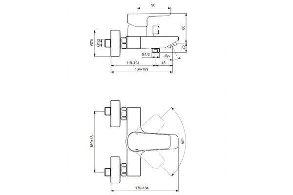 Смеситель для ванны Ideal Standard Ceraplan III однорычажный, хром