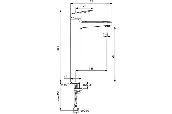 Смеситель для раковины Ideal Standard Ceraplan Vessel BD236XG черный однорычажный, длина излива 13.8 см