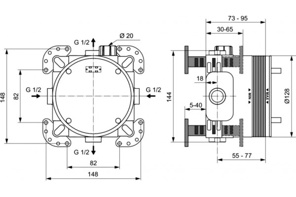 Душевой комплект Ideal Standard Ceraflex хром, С ВНУТРЕННЕЙ ЧАСТЬЮ в современном стиле