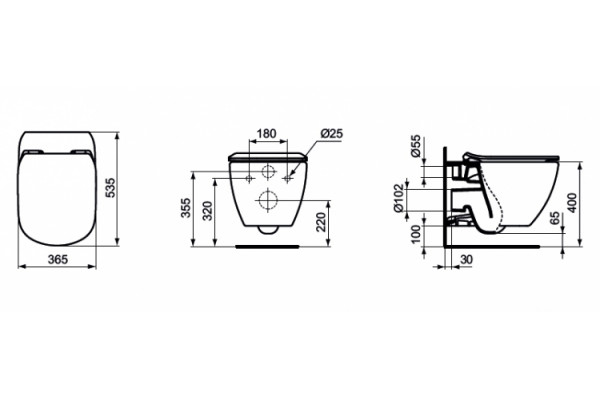 Унитаз подвесной Ideal Standard Tesi T007901 белый, овальный, 36.5x53.5 см